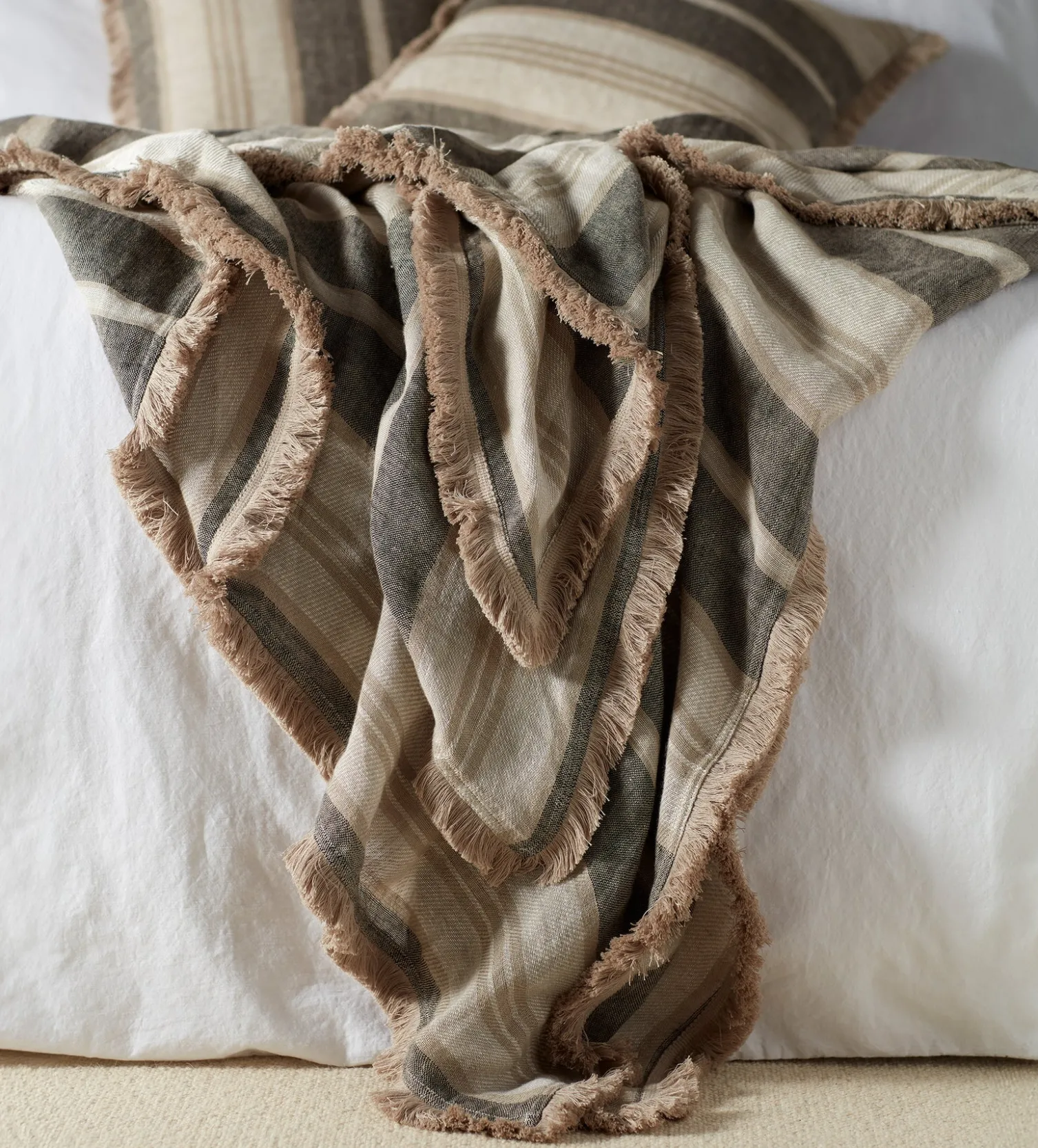 Secret Linen Store Natural Clara Linen Throw