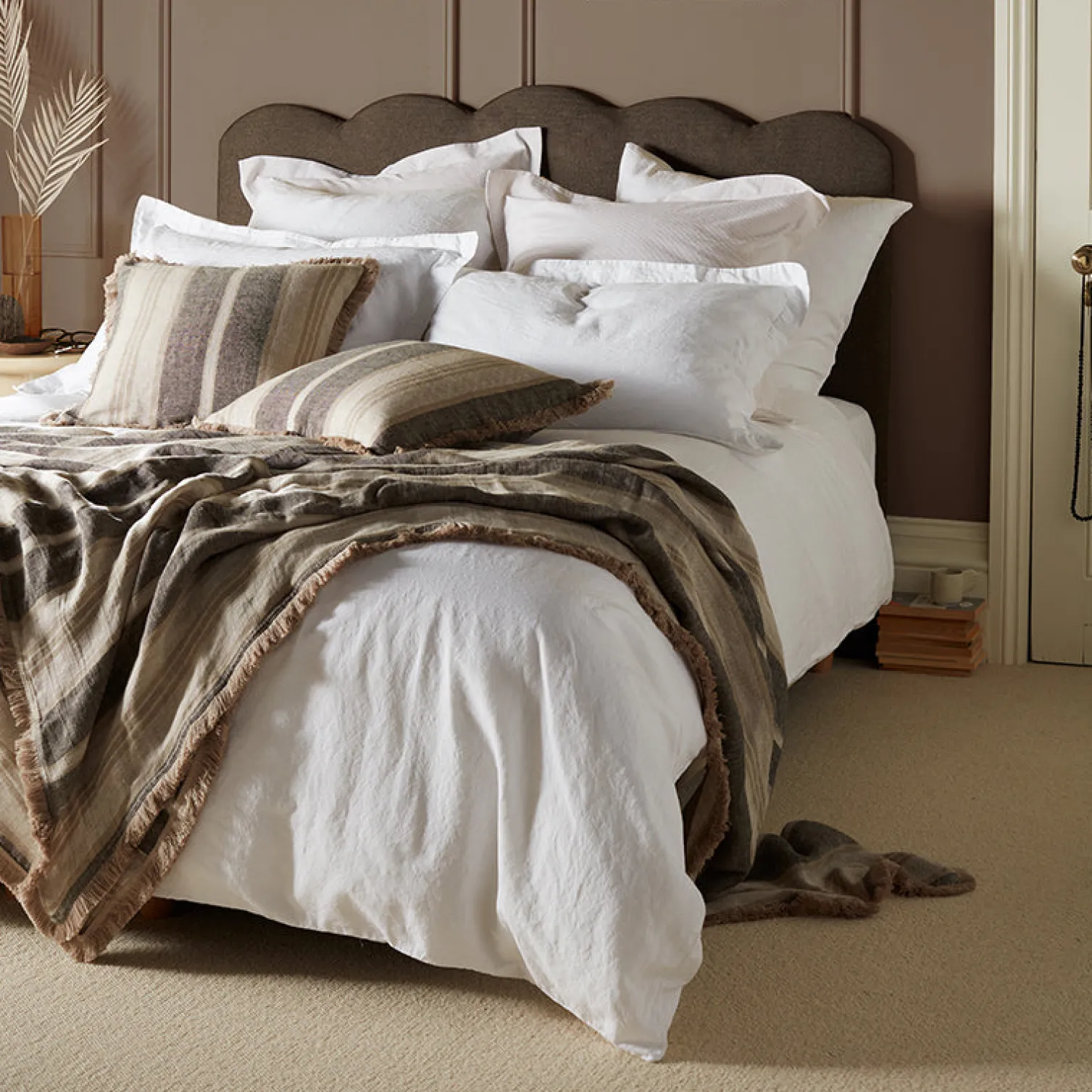 Secret Linen Store Natural Clara Linen Throw
