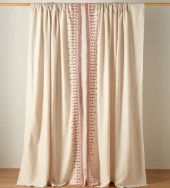 Secret Linen Store Natural Emily Cotton Linen Loop Top Curtain (Pair)