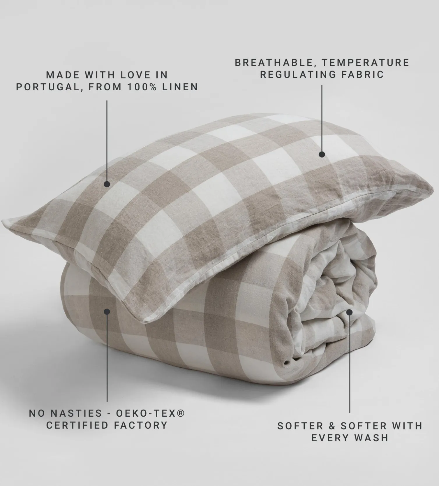 Secret Linen Store Gracie Gingham 100% Linen Duvet Cover