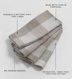 Secret Linen Store Gracie Gingham 100% Linen Napkins - Set of 4