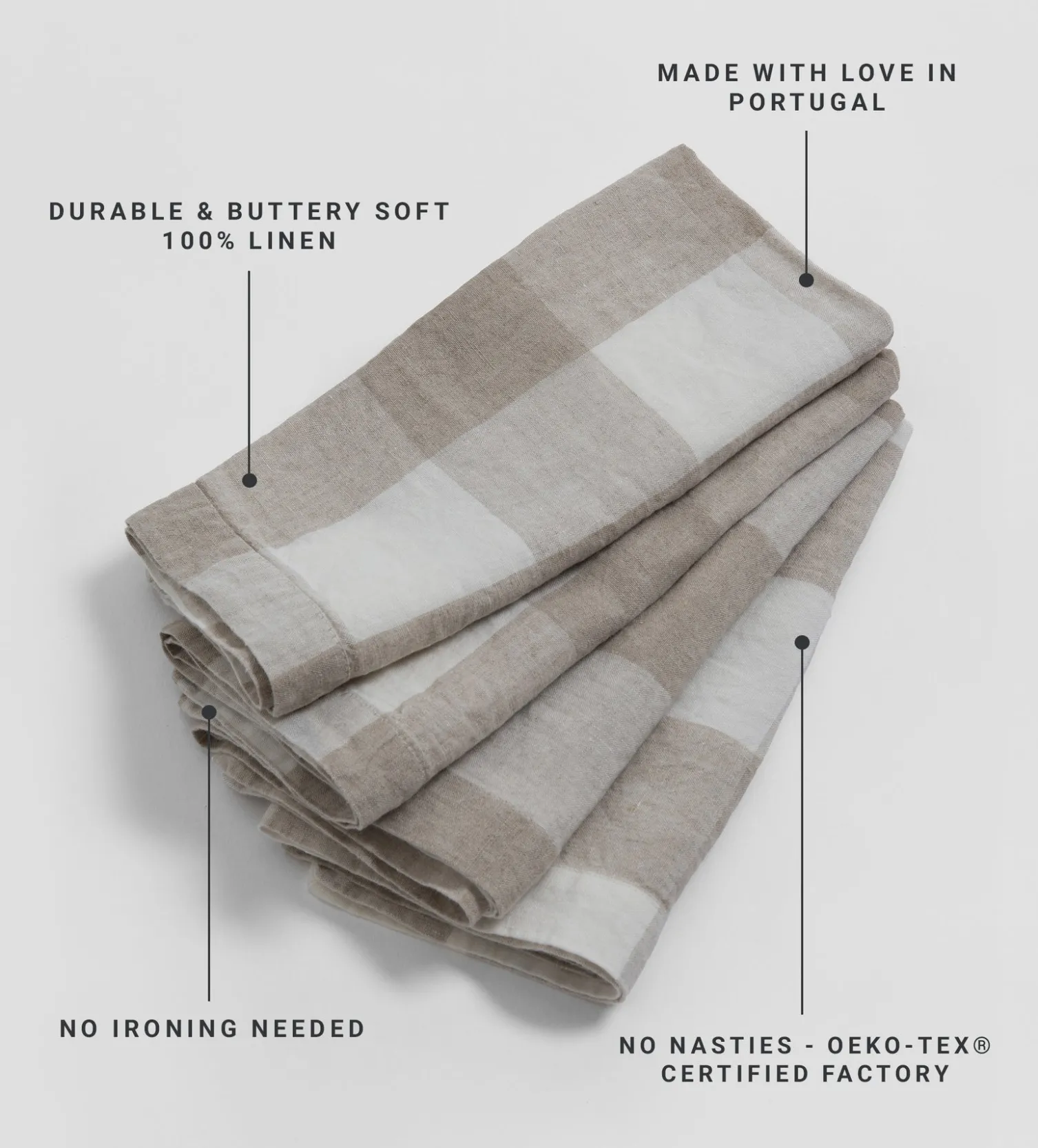 Secret Linen Store Gracie Gingham 100% Linen Napkins - Set of 4