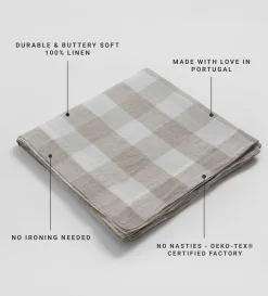 Secret Linen Store Gracie Gingham 100% Linen Tablecloth