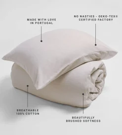 Secret Linen Store Natural Henry Brushed 100% Cotton Pillowcase