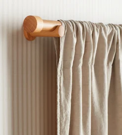 Secret Linen Store Natural Linen Lined Loop Top Curtains (Pair)