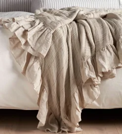 Secret Linen Store Rosa Cotton Linen Throw