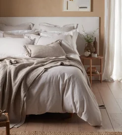 Secret Linen Store Natural Seersucker Stripe 100% Cotton Duvet Cover