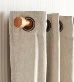 Secret Linen Store Natural Twill Cotton Linen Blackout Eyelet Curtains (Pair)