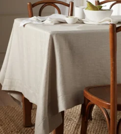 Secret Linen Store Natural Twill Cotton Linen Tablecloth