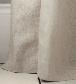 Secret Linen Store Twill Cotton Linen Unlined Loop Top Curtains (Pair)