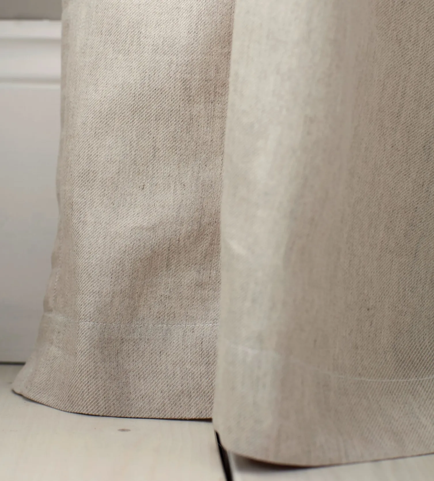 Secret Linen Store Twill Cotton Linen Blackout Pencil Pleat Curtains (Pair)