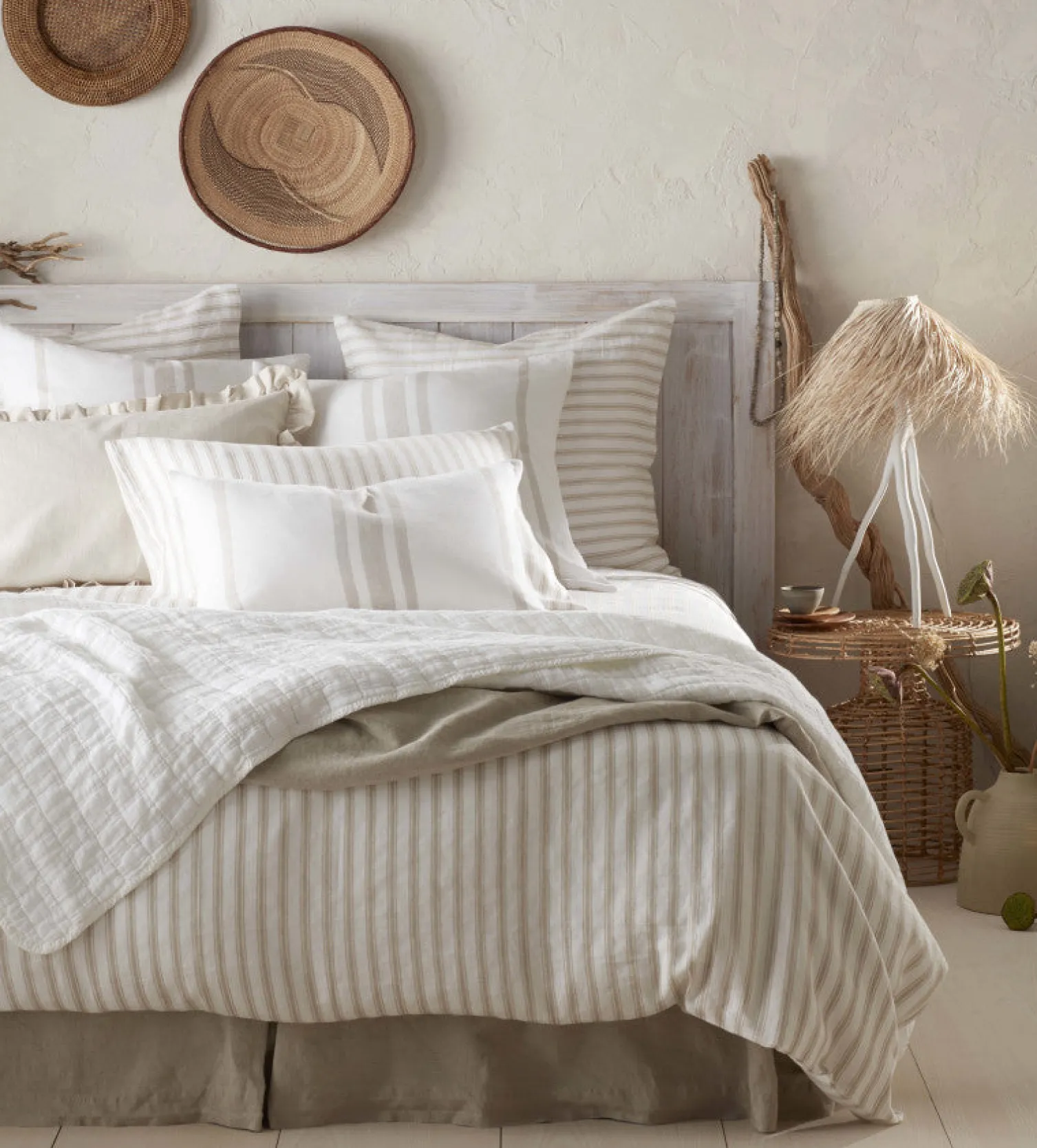 Secret Linen Store Wide Stripe Cotton Linen Cushion Cover