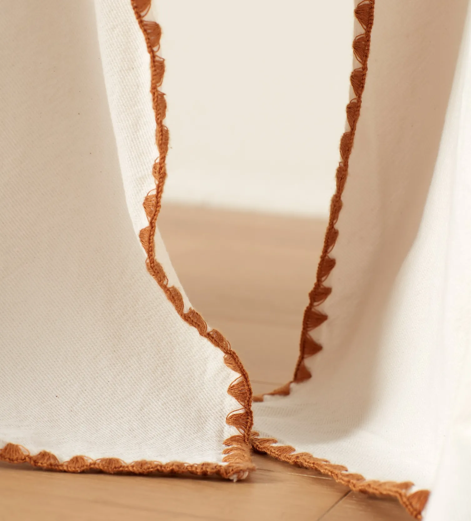 Secret Linen Store Off White Nova 100% Cotton Loop Top Curtain (Pair)