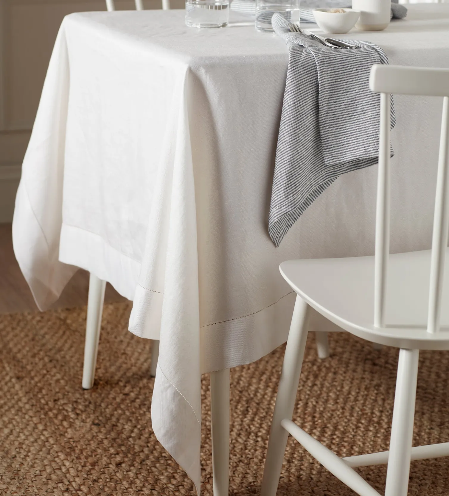 Secret Linen Store Off White Twill Cotton Linen Tablecloth