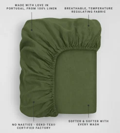 Secret Linen Store 100% Linen Fitted Sheet