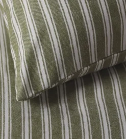 Secret Linen Store Olive Green Fred Stripe Brushed 100% Organic Cotton Duvet Cover