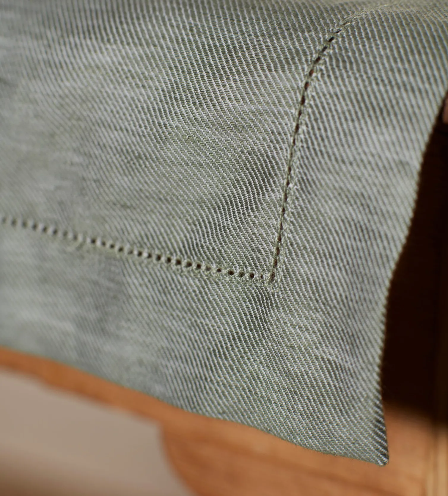 Secret Linen Store Olive Green Twill Cotton Linen Table Runner