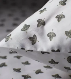 Secret Linen Store Olive Little Leaf 100% Organic Cotton Duvet Cover Set