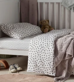 Secret Linen Store Olive Little Leaf 100% Organic Cotton Duvet Cover Set