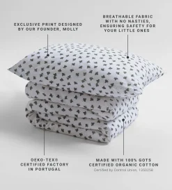 Secret Linen Store Olive Little Leaf 100% Organic Cotton Duvet Cover Set