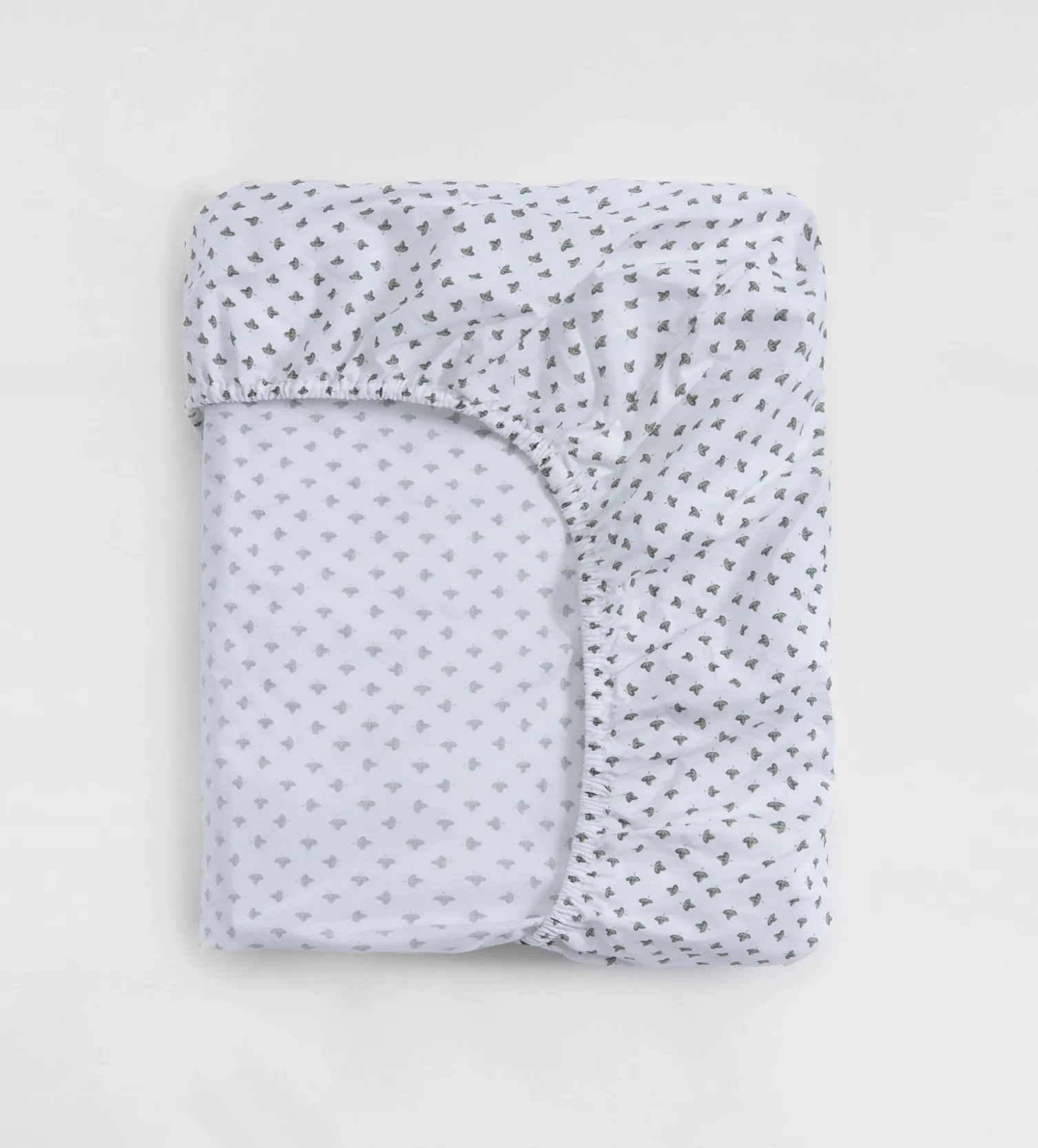 Secret Linen Store Olive Little Leaf 100% Organic Cotton Fitted Sheet