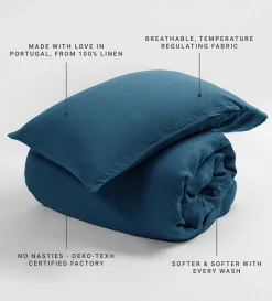 Secret Linen Store Peacock 100% Linen Duvet Cover