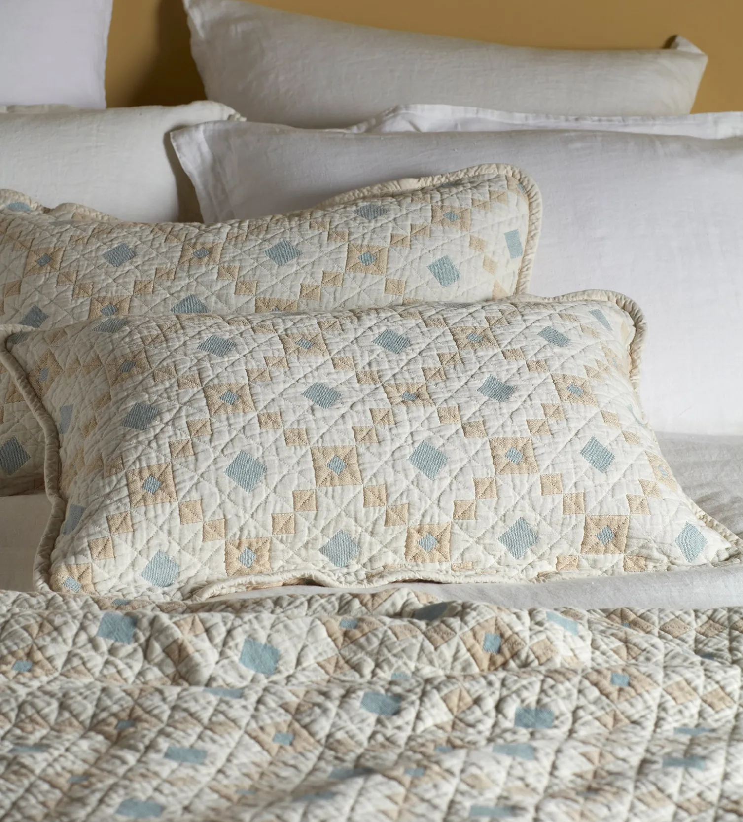 Secret Linen Store Pippa Patchwork 100% Cotton Quilted Cushion Cover
