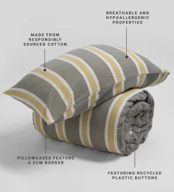 Secret Linen Store Sadie Stripe 100% Organic Cotton Duvet Cover