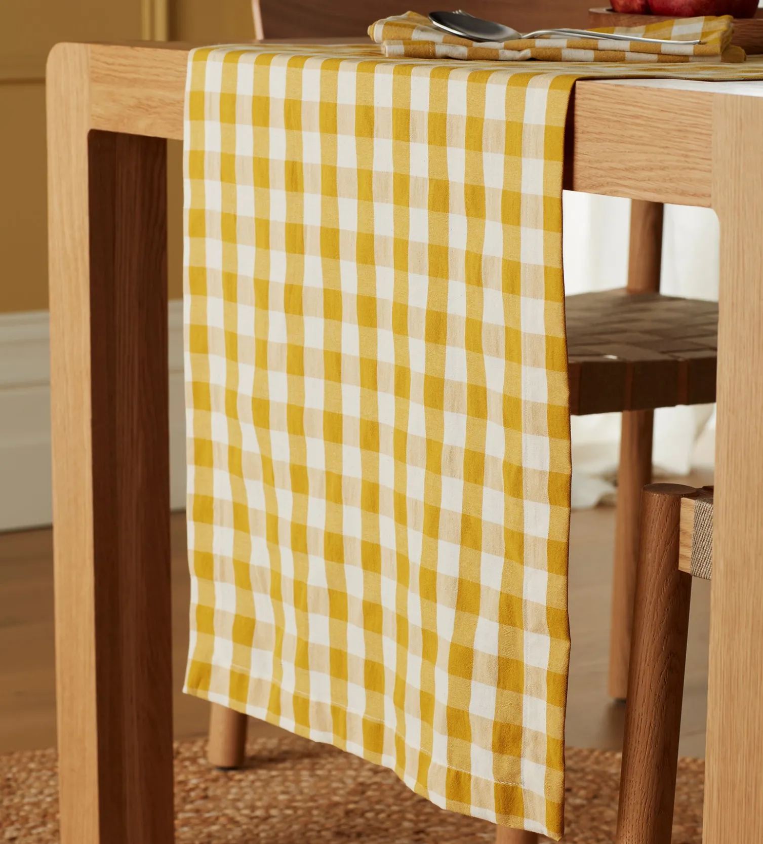 Secret Linen Store Saffron Heidi 100% Organic Cotton Table Runner