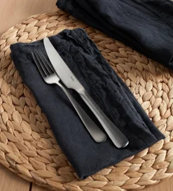 Secret Linen Store Soot 100% Linen Napkins - Set of 4