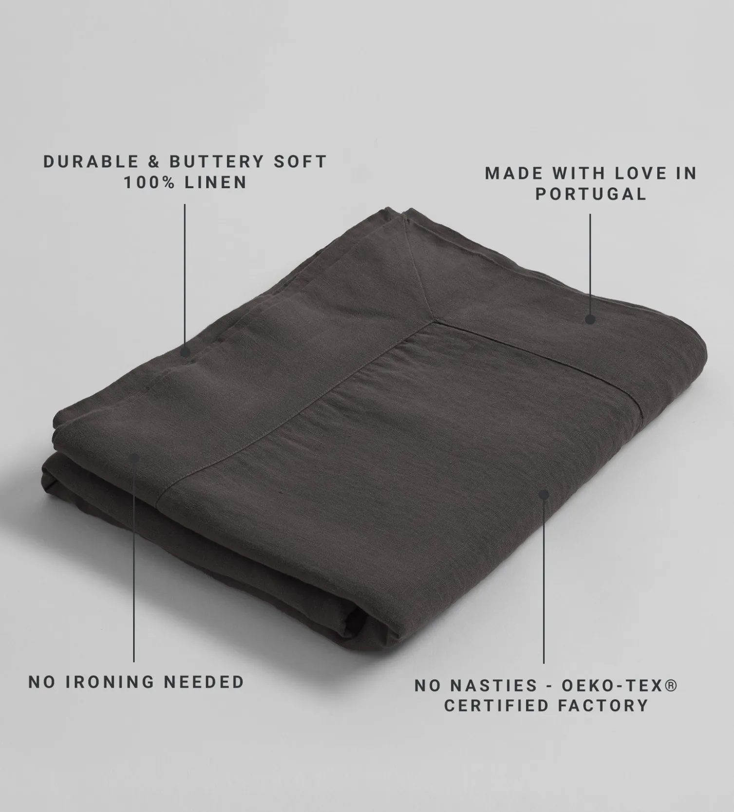 Secret Linen Store Soot 100% Linen Tablecloth