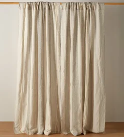 Secret Linen Store Stripe 100% Linen Loop Top Curtain (Single)
