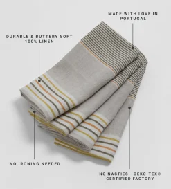 Secret Linen Store Stripe 100% Linen Napkins - Set of 4