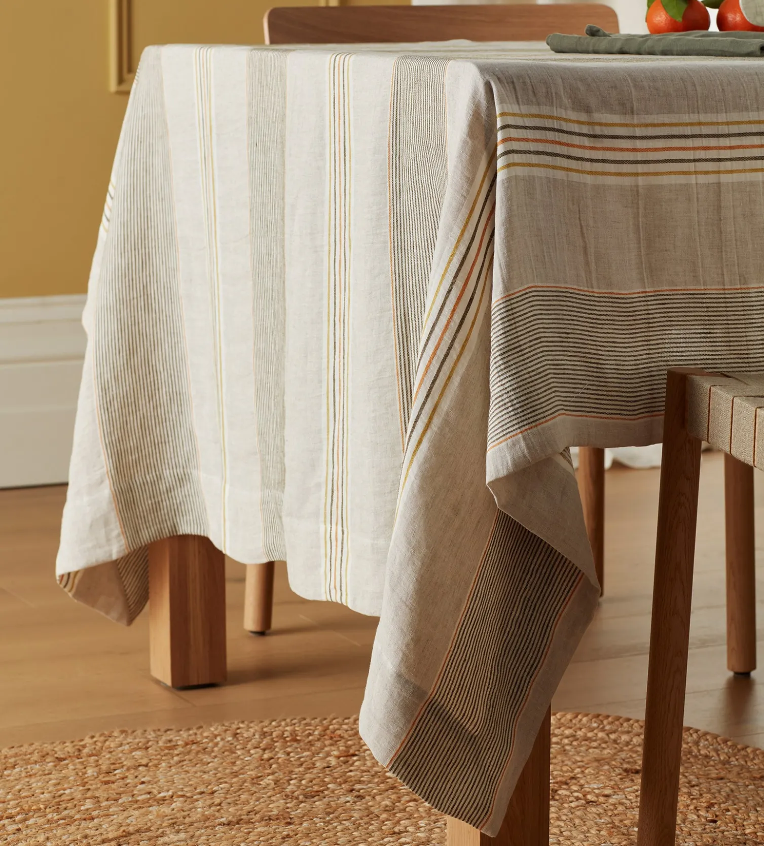 Secret Linen Store Stripe 100% Linen Tablecloth