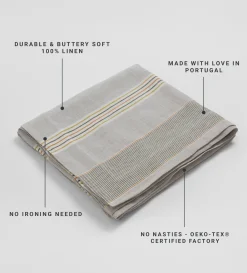 Secret Linen Store Stripe 100% Linen Tablecloth