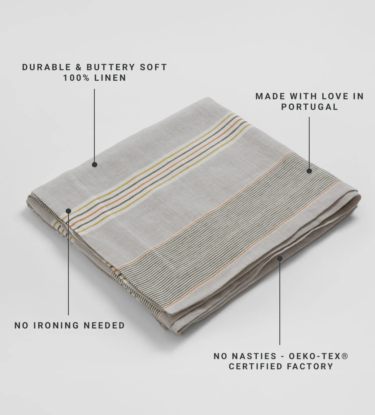 Secret Linen Store Stripe 100% Linen Tablecloth