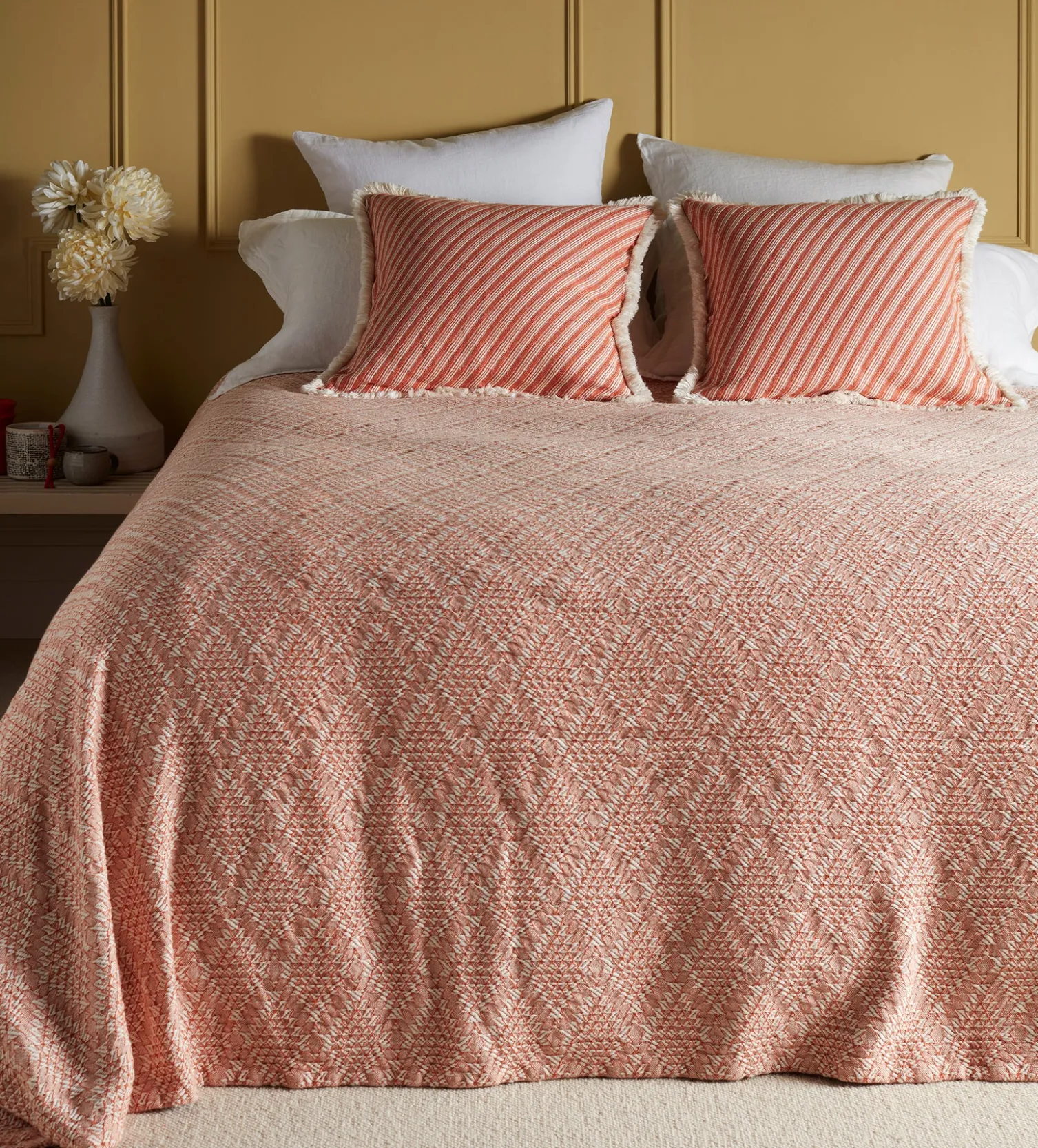 Secret Linen Store Spice Diamond 100% Cotton Throw
