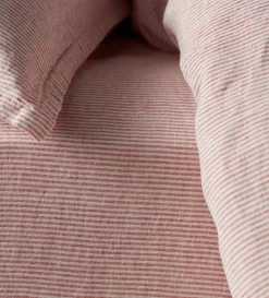 Secret Linen Store Spice Sid Stripe 100% Linen Fitted Sheet