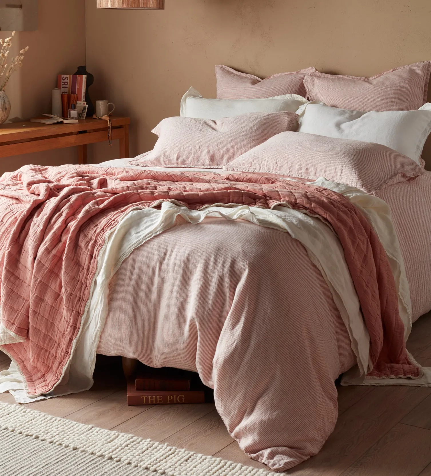 Secret Linen Store Spice Sid Stripe 100% Linen Pillowcase