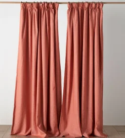 Secret Linen Store Cotton Linen Blackout Pencil Pleat Curtains (Pair)
