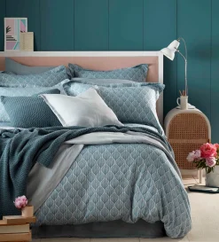 Secret Linen Store Teal Teasels 100% Cotton Duvet Cover