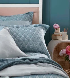 Secret Linen Store Teal Teasels 100% Cotton Oxford Pillowcase