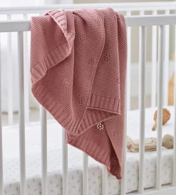 Secret Linen Store Bailey 100% Organic Cotton Knitted Baby Blanket