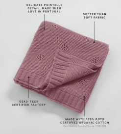 Secret Linen Store Bailey 100% Organic Cotton Knitted Baby Blanket