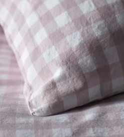 Secret Linen Store Vintage Rose Harriet Gingham 100% Organic Cotton Duvet Cover