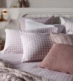 Secret Linen Store Vintage Rose Harriet Gingham 100% Organic Cotton Pillowcase