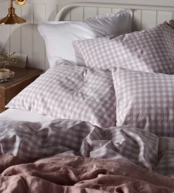 Secret Linen Store Vintage Rose Harriet Gingham 100% Organic Cotton Pillowcase