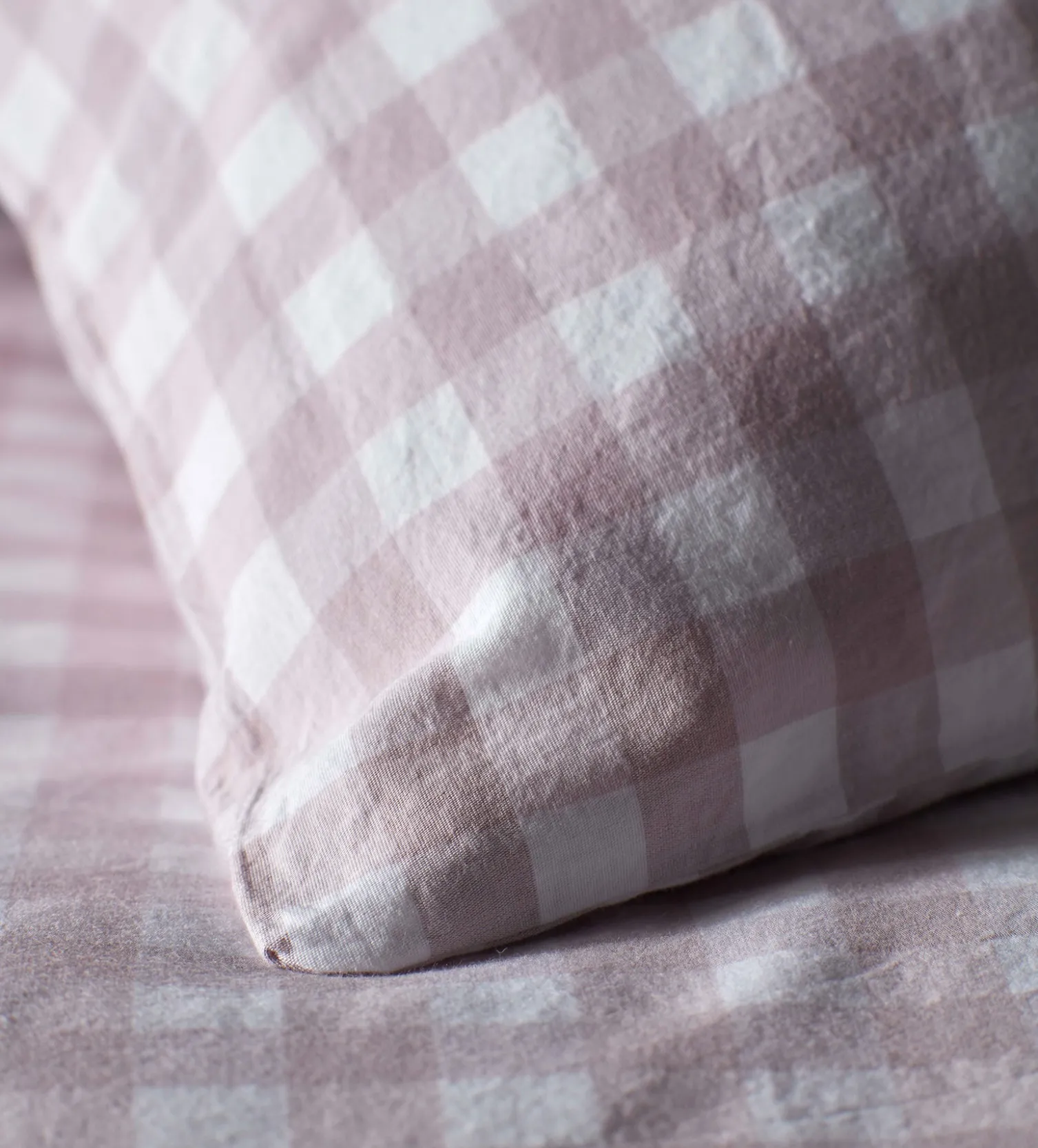 Secret Linen Store Vintage Rose Harriet Gingham 100% Organic Cotton Pillowcase