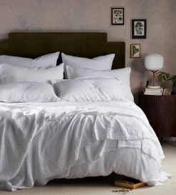 Secret Linen Store White 100% Linen Euro Fitted Sheet