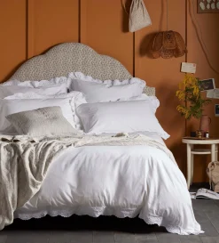 Secret Linen Store White Elsie Cotton Linen Duvet Cover